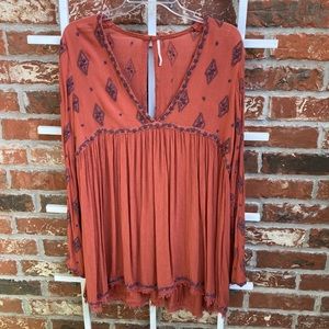 Free People cotton embroidered shirt